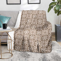 Beige Palaka Quilt Hawaii Blanket Hawaiian Tropical Monstera Sea Turtle