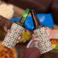 Beige Palaka Quilt Hawaii 4 in 1 Can Cooler Tumbler Hawaiian Tropical Monstera Sea Turtle LT14 - Polynesian Pride