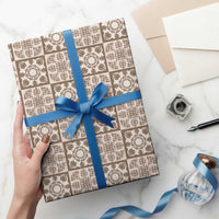 Beige Palaka Quilt Hawaii Wrapping Paper Hawaiian Tropical Monstera Sea Turtle