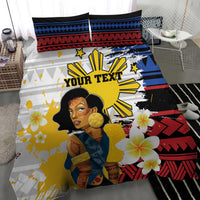 Personalised Philippines Women's Day Bedding Set Filipino Golden Sun With Polynesian Pattern