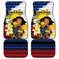 Personalised Philippines Women's Day Car Mats Filipino Golden Sun With Polynesian Pattern