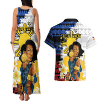 Personalised Philippines Women's Day Couples Matching Tank Maxi Dress and Hawaiian Shirt Filipino Golden Sun With Polynesian Pattern LT14 - Polynesian Pride