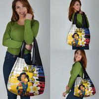 Personalised Philippines Women's Day Grocery Bag Filipino Golden Sun With Polynesian Pattern LT14 - Polynesian Pride