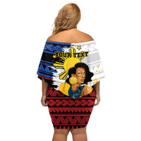 Personalised Philippines Women's Day Off Shoulder Short Dress Filipino Golden Sun With Polynesian Pattern LT14 - Polynesian Pride