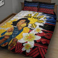 Personalised Philippines Women's Day Quilt Bed Set Filipino Golden Sun With Polynesian Pattern