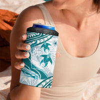 Cyan Polynesia 4 in 1 Can Cooler Tumbler Polynesian Turtle Shark Tattoo Tropical Vintage