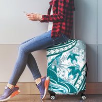 Cyan Polynesia Luggage Cover Polynesian Turtle Shark Tattoo Tropical Vintage