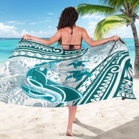 Cyan Polynesia Sarong Polynesian Turtle Shark Tattoo Tropical Vintage