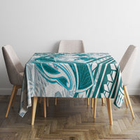 Cyan Polynesia Tablecloth Polynesian Turtle Shark Tattoo Tropical Vintage