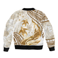 Gold Polynesia Bomber Jacket Polynesian Turtle Shark Tattoo Tropical Vintage LT14 - Polynesian Pride