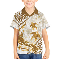 Gold Polynesia Family Matching Off Shoulder Short Dress and Hawaiian Shirt Polynesian Turtle Shark Tattoo Tropical Vintage LT14 Son's Shirt Gold - Polynesian Pride