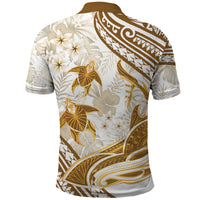 Gold Polynesia Polo Shirt Polynesian Turtle Shark Tattoo Tropical Vintage LT14 - Polynesian Pride