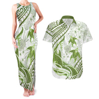 Lime Green Polynesia Couples Matching Tank Maxi Dress and Hawaiian Shirt Polynesian Turtle Shark Tattoo Tropical Vintage LT14 Lime Green - Polynesian Pride