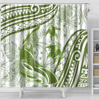 Lime Green Polynesia Shower Curtain Polynesian Turtle Shark Tattoo Tropical Vintage LT14 - Polynesian Pride