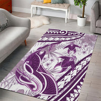 Purple Polynesia Area Rug Polynesian Turtle Shark Tattoo Tropical Vintage