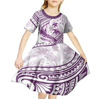 Purple Polynesia Kid Short Sleeve Dress Polynesian Turtle Shark Tattoo Tropical Vintage LT14 - Polynesian Pride