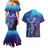 Polynesia Jellyfish Memorial Personalised Couples Matching Mermaid Dress and Hawaiian Shirt Infinity Jellies Polynesian Pattern