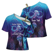 Polynesia Jellyfish Memorial Personalised Cross Shoulder Shirt Infinity Jellies Polynesian Pattern