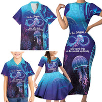 Polynesia Jellyfish Memorial Personalised Family Matching Short Sleeve Bodycon Dress and Hawaiian Shirt Infinity Jellies Polynesian Pattern LT14 - Polynesian Pride