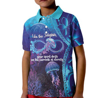 Polynesia Jellyfish Memorial Personalised Kid Polo Shirt Infinity Jellies Polynesian Pattern