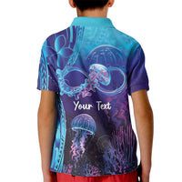 Polynesia Jellyfish Memorial Personalised Kid Polo Shirt Infinity Jellies Polynesian Pattern