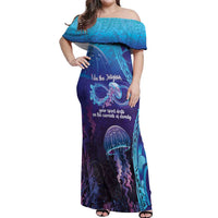 Polynesia Jellyfish Memorial Personalised Off Shoulder Maxi Dress Infinity Jellies Polynesian Pattern