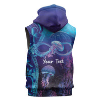 Polynesia Jellyfish Memorial Personalised Sleeveless Hoodie Infinity Jellies Polynesian Pattern LT14 - Polynesian Pride