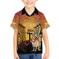 Australia And New Zealand ANZAC Family Matching Short Sleeve Bodycon Dress and Hawaiian Shirt Aussie Kangaroo With Aotearoa Kiwi Lest We Forget