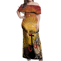 Australia And New Zealand ANZAC Off Shoulder Maxi Dress Aussie Kangaroo With Aotearoa Kiwi Lest We Forget