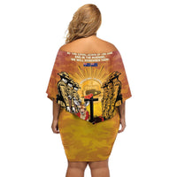 Australia And New Zealand ANZAC Off Shoulder Short Dress Aussie Kangaroo With Aotearoa Kiwi Lest We Forget LT14 - Polynesian Pride