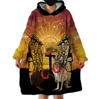 Australia And New Zealand ANZAC Wearable Blanket Hoodie Aussie Kangaroo With Aotearoa Kiwi Lest We Forget