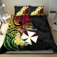 Wallis and Futuna Victory Day Bedding Set Liberty Equality Fraternity Polynesian Plumeria