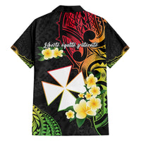 Wallis and Futuna Victory Day Family Matching Off Shoulder Short Dress and Hawaiian Shirt Liberty Equality Fraternity Polynesian Plumeria