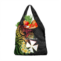 Wallis and Futuna Victory Day Grocery Bag Liberty Equality Fraternity Polynesian Plumeria LT14 1-pack One Size Black - Polynesian Pride