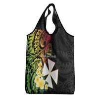 Wallis and Futuna Victory Day Grocery Bag Liberty Equality Fraternity Polynesian Plumeria LT14 - Polynesian Pride
