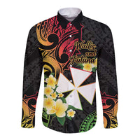 Wallis and Futuna Victory Day Long Sleeve Button Shirt Liberty Equality Fraternity Polynesian Plumeria LT14 Unisex Black - Polynesian Pride
