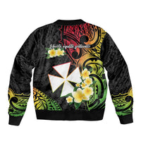 Wallis and Futuna Victory Day Sleeve Zip Bomber Jacket Liberty Equality Fraternity Polynesian Plumeria LT14 - Polynesian Pride