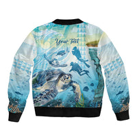 Personalized Snorkeling Hawaii Bomber Jacket Ocean Lover Hawaiian Kakau Honu Turtle