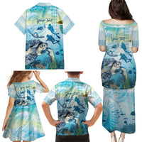 Personalized Snorkeling Hawaii Family Matching Puletasi and Hawaiian Shirt Ocean Lover Hawaiian Kakau Honu Turtle