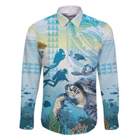 Personalized Snorkeling Hawaii Family Matching Short Sleeve Bodycon Dress and Hawaiian Shirt Ocean Lover Hawaiian Kakau Honu Turtle