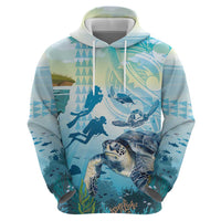 Personalized Snorkeling Hawaii Hoodie Ocean Lover Hawaiian Kakau Honu Turtle