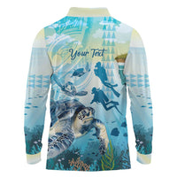 Personalized Snorkeling Hawaii Long Sleeve Polo Shirt Ocean Lover Hawaiian Kakau Honu Turtle