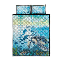 Personalized Snorkeling Hawaii Quilt Bed Set Ocean Lover Hawaiian Kakau Honu Turtle