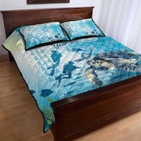 Personalized Snorkeling Hawaii Quilt Bed Set Ocean Lover Hawaiian Kakau Honu Turtle