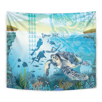 Personalized Snorkeling Hawaii Tapestry Ocean Lover Hawaiian Kakau Honu Turtle