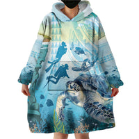 Personalized Snorkeling Hawaii Wearable Blanket Hoodie Ocean Lover Hawaiian Kakau Honu Turtle