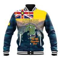 Niue ANZAC Day Baseball Jacket We Will Remember Them Camouflage Style
