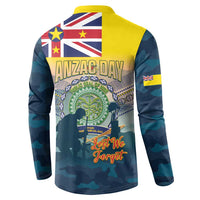 Niue ANZAC Day Button Sweatshirt We Will Remember Them Camouflage Style