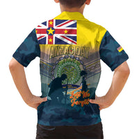 Niue ANZAC Day Family Matching Tank Maxi Dress and Hawaiian Shirt We Will Remember Them Camouflage Style