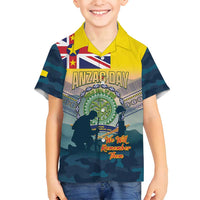Niue ANZAC Day Family Matching Tank Maxi Dress and Hawaiian Shirt We Will Remember Them Camouflage Style